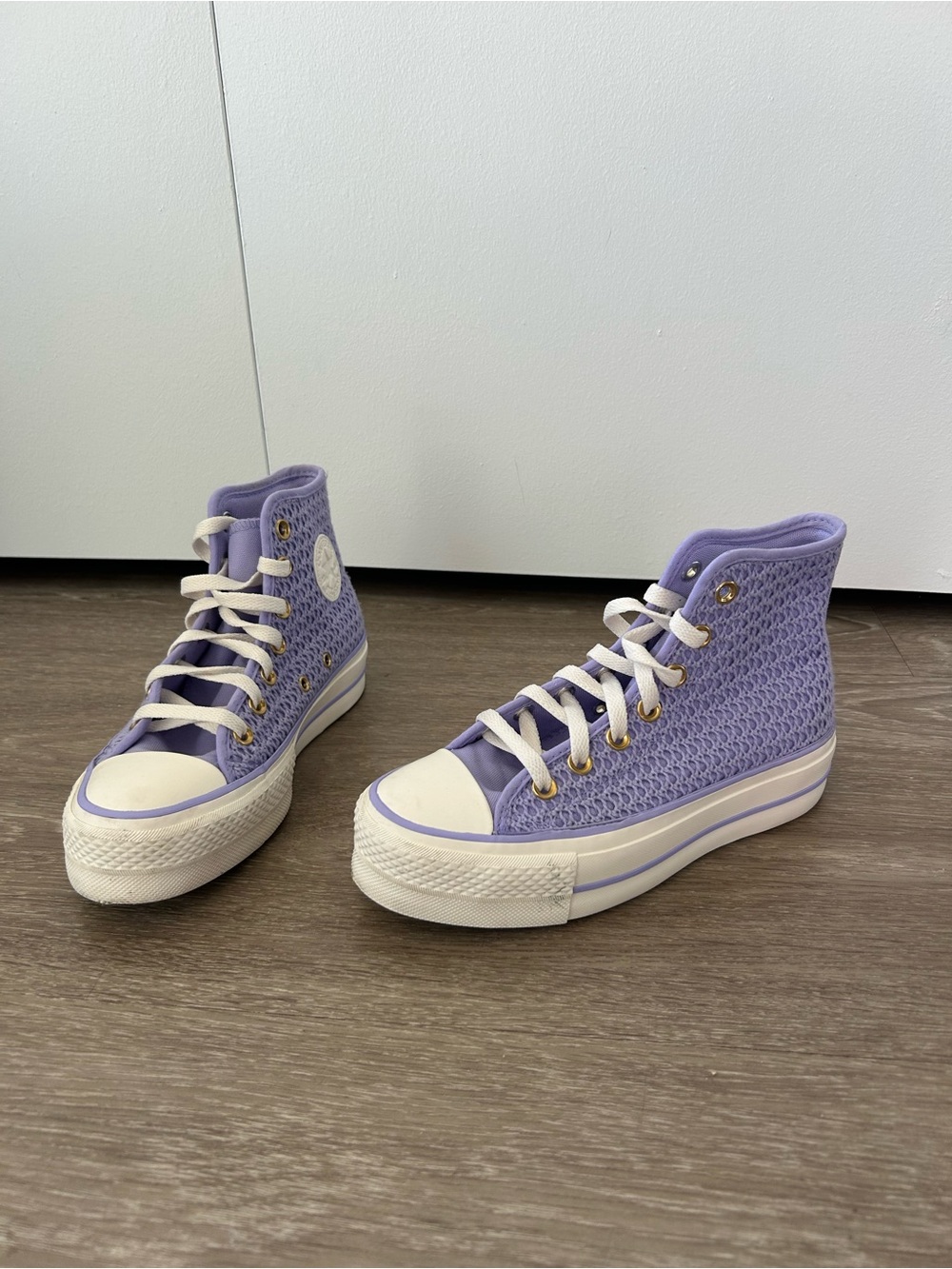 Converse Lavender High Top Platform Sneakers - Picture 2 of 6